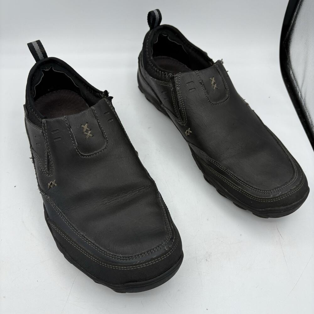 Skechers Casual Loafer Shoes Mens Size 10.5 Black Leather Slip On Comfort 63403